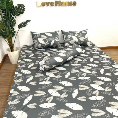Ga chống thấm Cotton LoveMama chống thấm nước Họa tiết lá xám