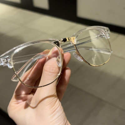 Kính gọng trong suốt nửa viền cổ điển nam nữ