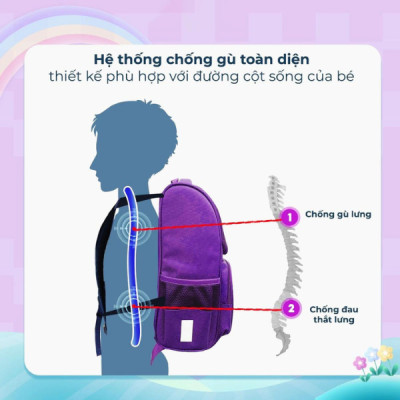 Cặp Chống Gù Bé Gái - Thiên Long BP-018 - Unicon - Màu Hồng Đậm