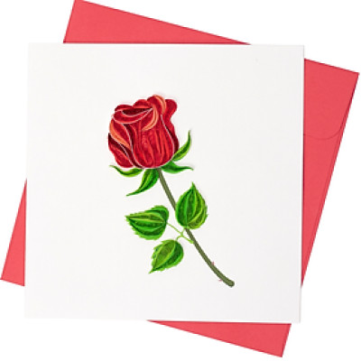 Thiệp giấy xoắn tỏ tình - valentine - hình hoa hồng - size 15x15cm