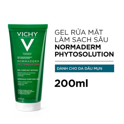 Sữa rửa mặt dạng gel làm sạch sâu giảm bã nhờn Vichy Normaderm Phytosolution 200ml