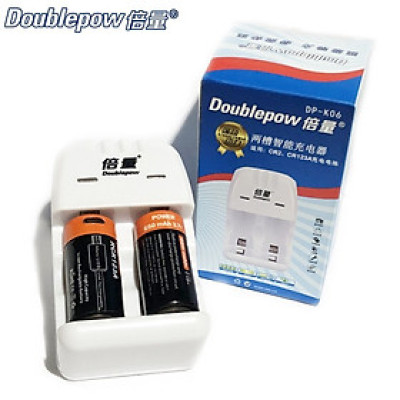 Bộ Sạc Pin Doublepow DP-K06 Kèm 02 Pin Sạc DP-CR123A 650mAh Cao Cấp - Hàng Nhập Khẩu