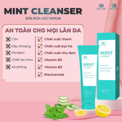 (mới)5 LỌ Sữa rủa mặt Mychi mint cleanser phiên bản to 100ml gấp 3,5 lần