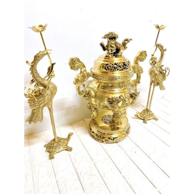 BỘ ĐỈNH TAM SỰ CAO 45 CM NẶNG 11.5 KG CHẤT LIỆU BẰNG ĐỒNG