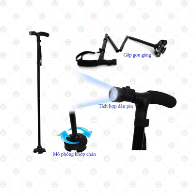 Gậy cho người già chống trượt có đèn Led