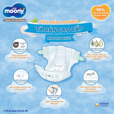 Combo 2 Gói Tã Dán Cao Cấp Moony Nhật Bản L54 (54 Miếng )