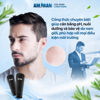 Sữa rửa mặt nam AM-MAN AM AGERASIA 100ml dạng gel ngăn ngừa mụn, dưỡng ẩm, làm sạch da, sáng da