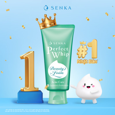 Sữa rửa mặt hỗ trợ trị mụn Senka Perfect Whip Acne Care 100g