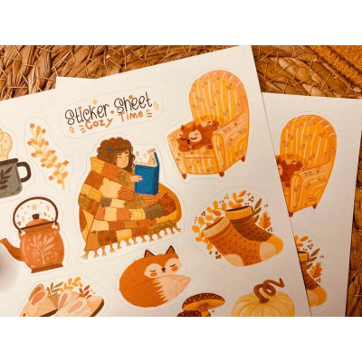 Sticker sheet cozy time - chuyên dán, trang trí sổ nhật kí, sổ tay | Bullet journal sticker