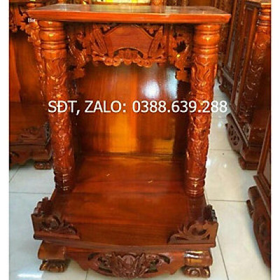 Bàn Thờ Thần Tài Ông Địa 60-88cm gỗ Tràm Bông Vàng