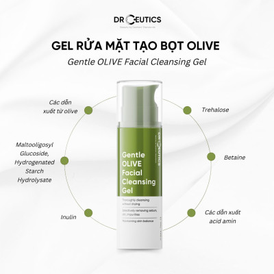 DrCeutics Gel Rửa Mặt Tạo Bọt Gentle OLIVE Facial Cleansing Gel – Dịu Nhẹ, Dành Cho Mọi Loại Da, Da Nhạy Cảm (250g)