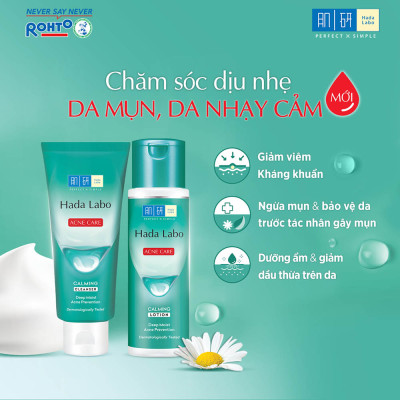 Sữa rửa mặt Hada Labo cho da dầu mụn, da nhạy cảm Hada Labo Acne Care Calming Cleanser 80g