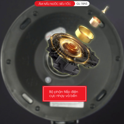 Ấm Siêu Tốc Gali GL-18A5 1.8 Lít. Thiết kế 2 Lớp, chức năng Cảm Ứng Chỉnh Nhiệt Độ. Hàng chính hãng bảo hành 24 tháng