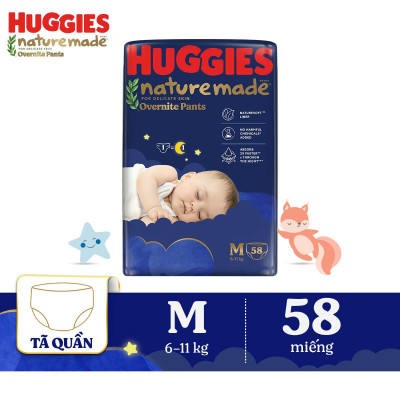 Tã quần Huggies Naturemade ban đêm M 58 miếng