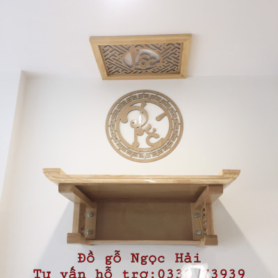 Combo bộ bàn thờ chung cư 89 +ám khói + chữ phúc ...bằng gỗ sồi nga