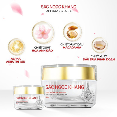 (Size du lịch) Bộ đôi dưỡng da Sắc Ngọc Khang Kem dưỡng da ban đêm 10g & Sữa rửa mặt 50g