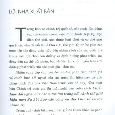 Chiến Lược Đối Ngoại Của Các Nước Lớn Trong Bối Cảnh Thế Giới Hiện Nay: Sự Kết Hợp Các Công Cụ Địa Kinh Tế Và Địa Chính Trị