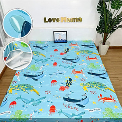 [MẪU MỚI] Ga chống thấm Cotton LoveMama loại 1 chính hãng họa tiết đại dương