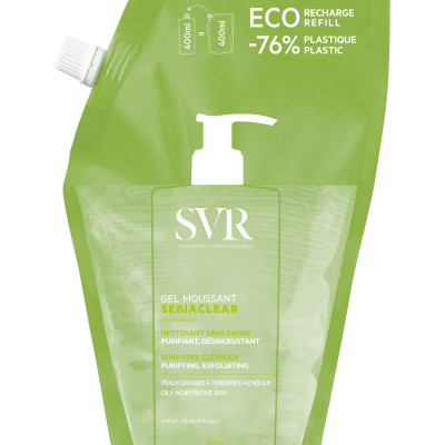 Sữa rửa mặt dạng gel không chứa xà phòng dành cho da nhờn mụn SVR Sebiaclear Gel Moussant 400ml (Túi)
