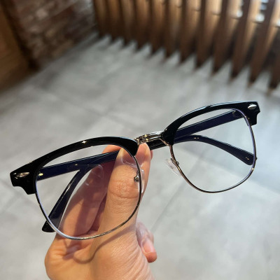 Kính chống ánh sáng xanh gọng Clubmaster dáng nửa viền