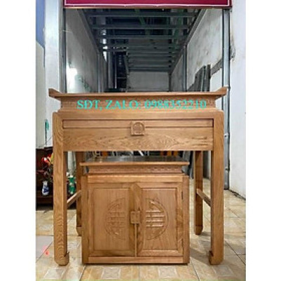 bộ bàn thờ bằng gỗ sồi 107cm