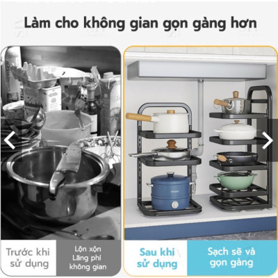 Giá Để Xoong Nồi Thép Carbon Kalpen 2-3-4-5 tầng
