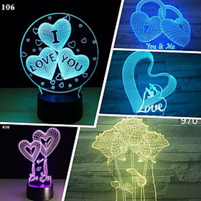 Đèn Led 3D trang trí để bàn làm quà tặng dịp lễ sinh nhật, lễ tình yêu