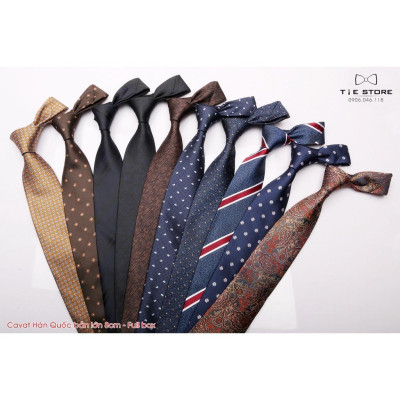 Cavat nam Hàn Quốc cao cấp bản lớn 8cm Nâu sáng - Tặng kèm hộp Full box