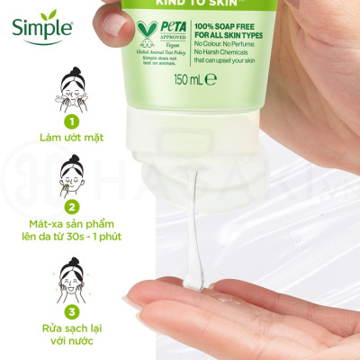 Sữa rửa mặt Simple giúp da sạch thoáng & không chứa xà phòng 150ml [CHÍNH HÃNG ĐỘC QUYỀN]