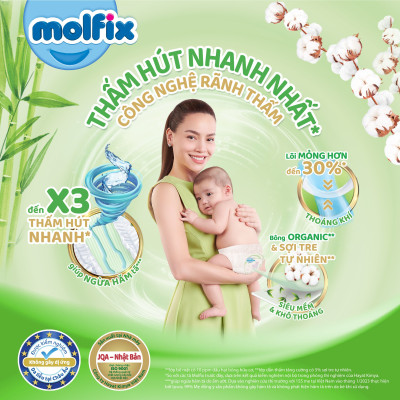 Tã quần Molfix Thiên nhiên Ultra M76/L68/XL62/XXL56