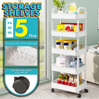 [4026] BG Kệ đa năng 3/4/5 - bánh xe, giỏ đựng đồ, Dễ dàng di chuyển giá sách đa năng,Kệ đa năng có bánh xe, di chuyển tiện lợi (hàng nhập khẩu)
