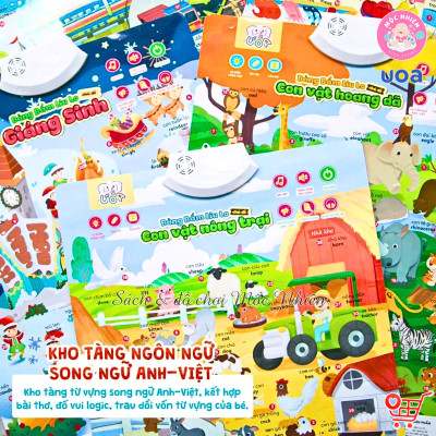 Đồ chơi Bảng âm thanh bấm Líu Lo dạy cho trẻ học phát âm song ngữ Anh Việt Ú Òa giúp bé phát triển trí thông minh