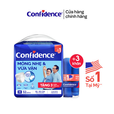 [TẶNG KHĂN MICROFIBER] Tã quần người lớn Confidence Slim&Fit Mỏng Nhẹ & Vừa Vặn