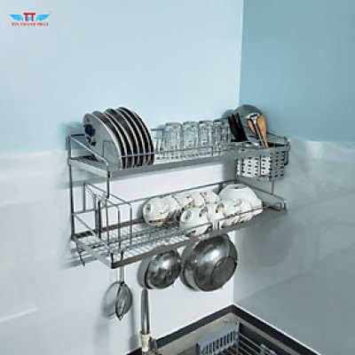 Kệ chén bát 2 tầng đa năng inox 304 Tín Thành Phát – Đựng chén đĩa ngăn nắp, tiết kiệm không gian