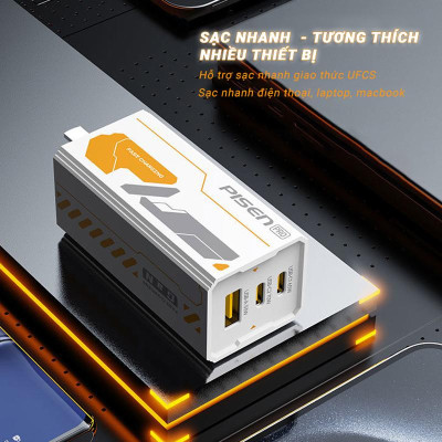 Sạc Nhanh Mecha GaNUltra 70W - Pisen Pro CC1200