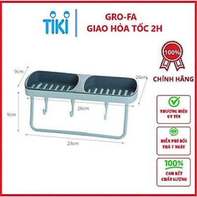 Kệ Để Xà Phòng 2 Ngăn, 3 Móc Và Thanh Treo Khăn Dán Tường đa năng - Hàng chính hãng 