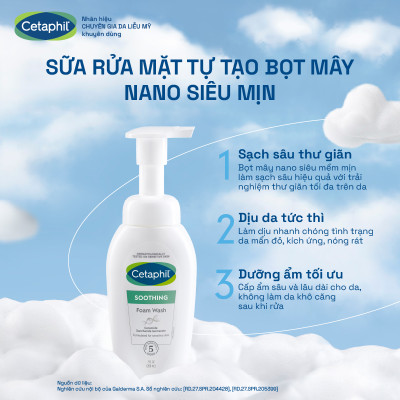 Sữa rửa mặt dạng bọt siêu mịn giúp thư giãn và làm dịu da nhạy cảm CETAPHIL SOOTHING FOAM WASH 200ML