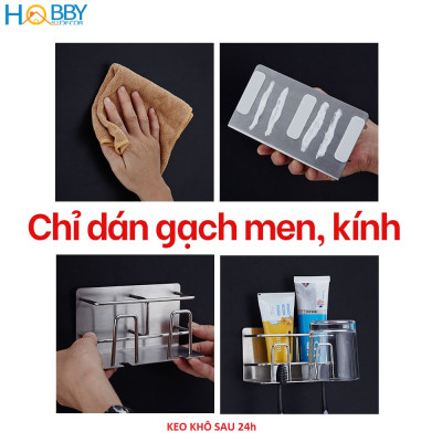 Kệ để bàn chải kem đánh răng 3 ngăn dán tường Hobby home decor CD4