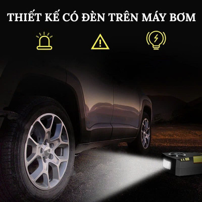 Bơmn Lốp Ô To Xe Mái 12V Thông Minh – Tự Ngắt Khi Đủ Áp, Lõi Đồng Bản Nâng Cấp , VAN VÒI NƯỚC