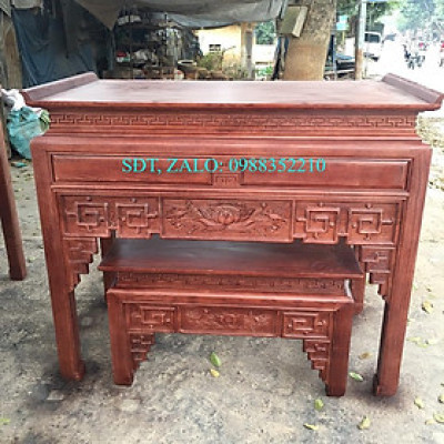 Bàn thờ gỗ mít kèm tủ cơm cao cấp 1m53 chân 8