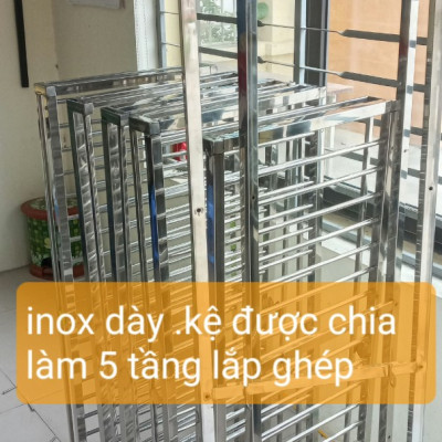 kệ để đồ nhà bếp inox dày 5 tầng c 130, d79, s 40cm 