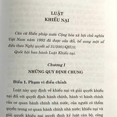 Luật Khiếu Nại ( hiện hành )