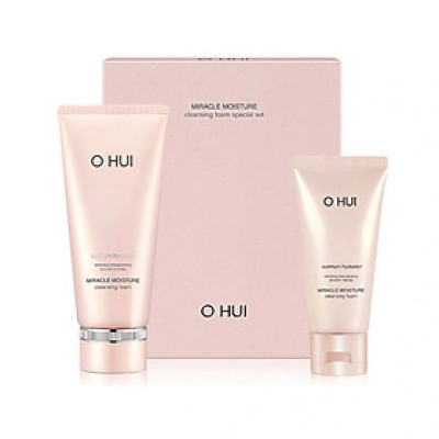 Set Sữa Rửa Mặt Ohui Hồng Miracle Moisture Cleansing Foam 200ml+ 100ml