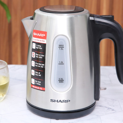 Bình đun Siêu Tốc 1.5 Lít Sharp EKJ-15EVS-ST Vạch báo mực nước, Cảm biến nhiệt: FADA - Hàng chính hãng, BH 12 tháng
