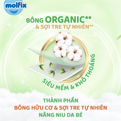 Tã/bỉm dán Molfix Thiên nhiên Super Jumbo M (6kg - 11kg) - Gói 76 miếng