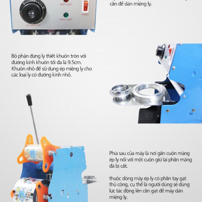 Máy ép dán miệng ly nước mía, trà sữa,... ly 500ml và 700ml VC-700- Hàng nhập khẩu (màu ngẫu nhiên)