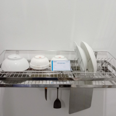 Kệ Chén 1 Tầng Có Khay Hứng Nước Inox SUS 304