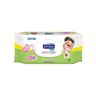 Khăn ướt cho bé SEPTONA Baby Wipes LID SENSITIVE dành cho da nhạy cảm 64 tờ