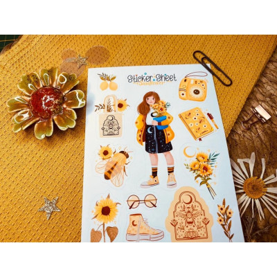 sticker sheet Sun flower - chuyên dán, trang trí sổ nhật kí, sổ tay | Bullet journal sticker - unim003