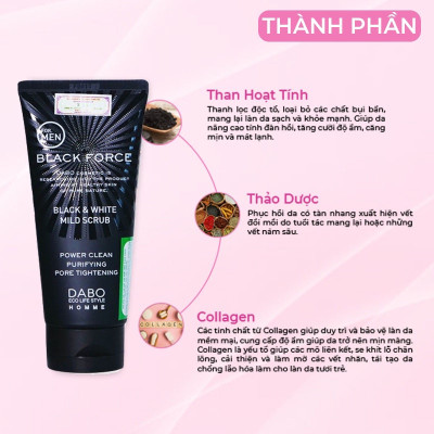 Sữa rửa mặt nam thải độc, khử nhờn, dưỡng ẩm Dabo Black Fore Hydration Hàn Quốc 120ml tặng móc khóa